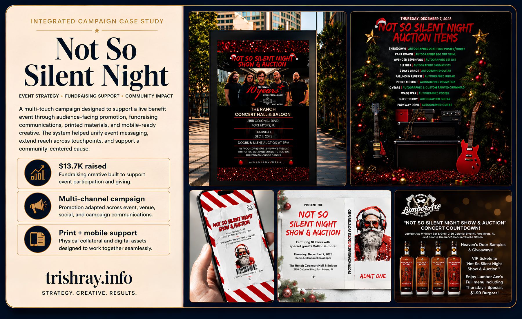 Not So Silent Night integrated fundraiser campaign case study card.